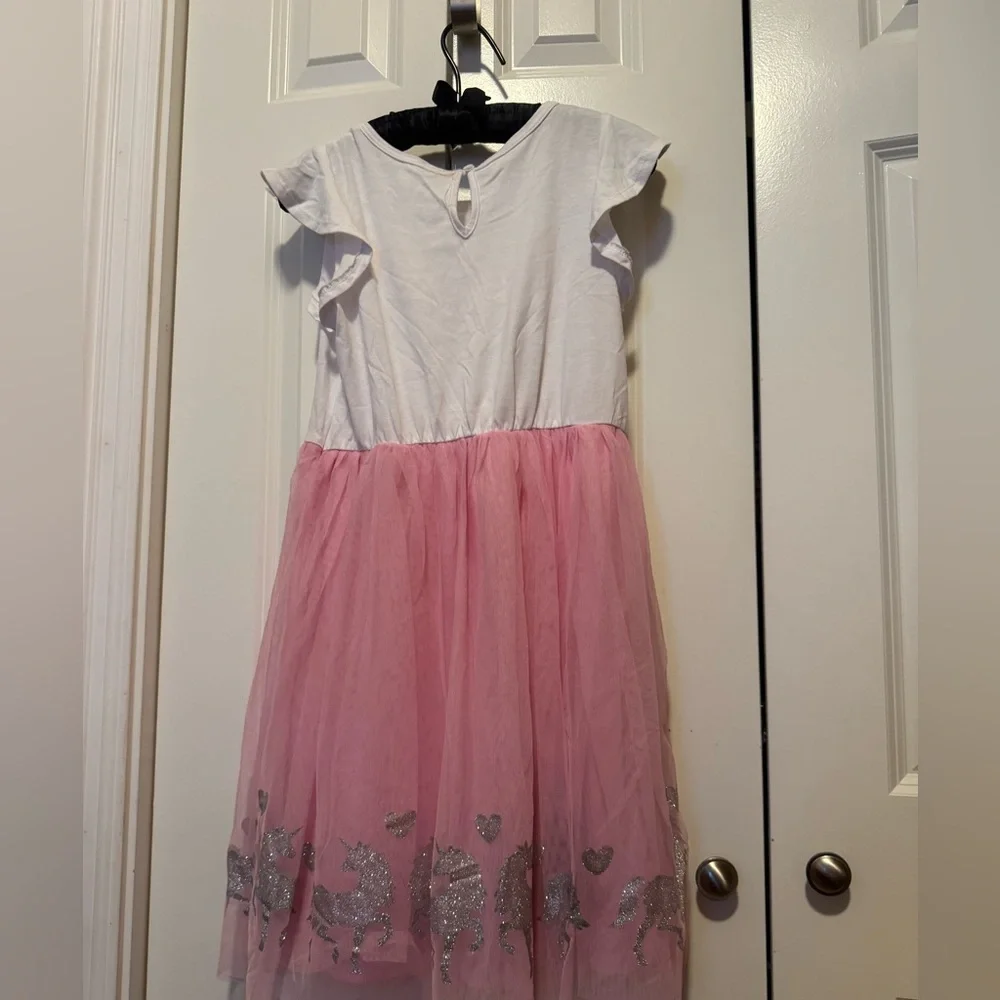 Girls Unicorn Tulle Tutu Dress 10/12 Plus Pink Glitter Wonder Nation Ruffle